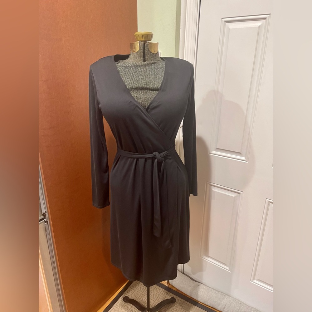 The Limited | Classic black long-sleeved wrap dress